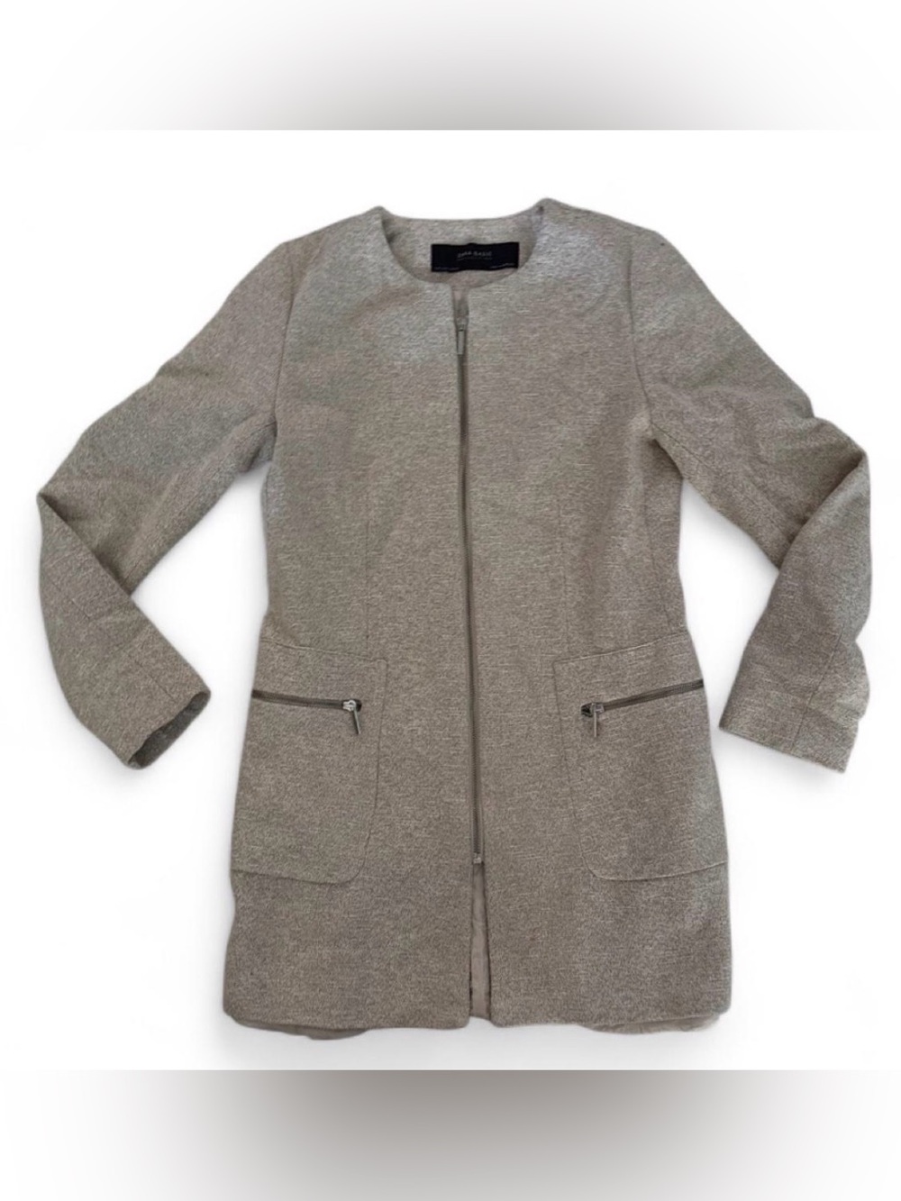 Zara Long Zip-Front Coat Jacket